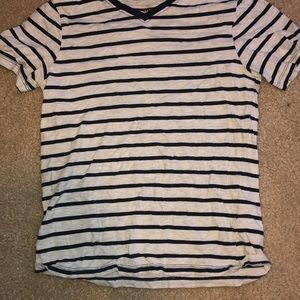 White and blue striped shirt